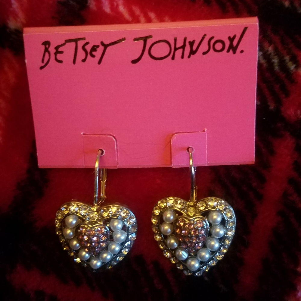 Betsey Johnson Heart Diamond Earrings